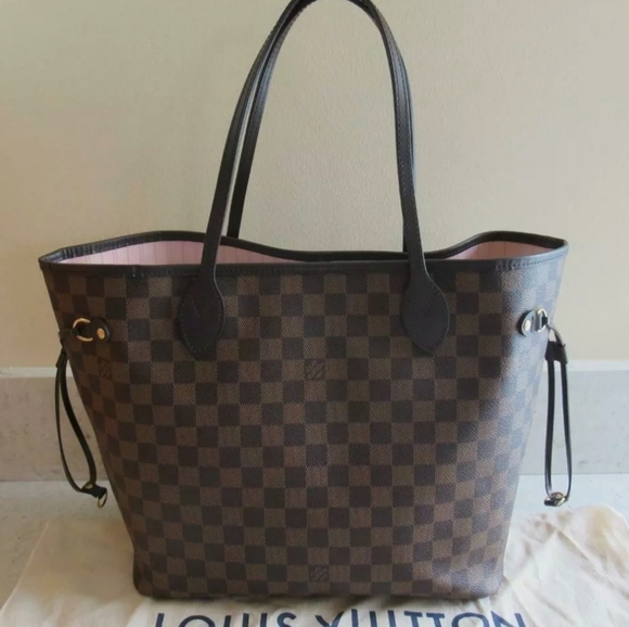 Traded LV Damier Ebene Neverfull MM Rose Ballerine Pink with Pouch - Picture 4 of 12